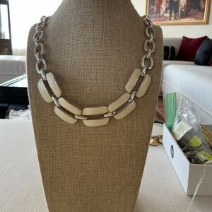 Chunky Cream and Silver Necklace